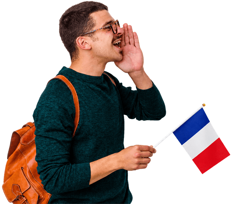 Student learning French language