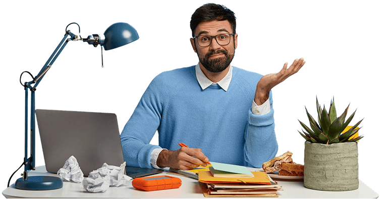 Learner with questions about the language courses